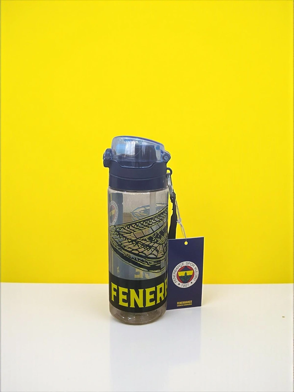 Fenerbahçe Taraftar Şeffaf Stad Figürlü 500 Ml Pipetli Suluk Matara Lacivert