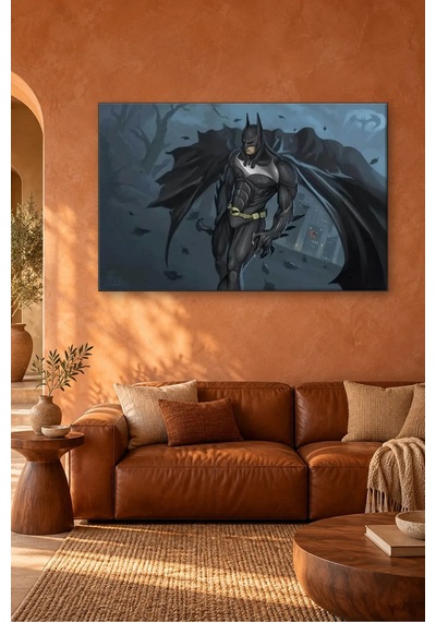 Fida Fırtınalı Gecede Pelerinli Batman Canvas Tablo Çok Renkli