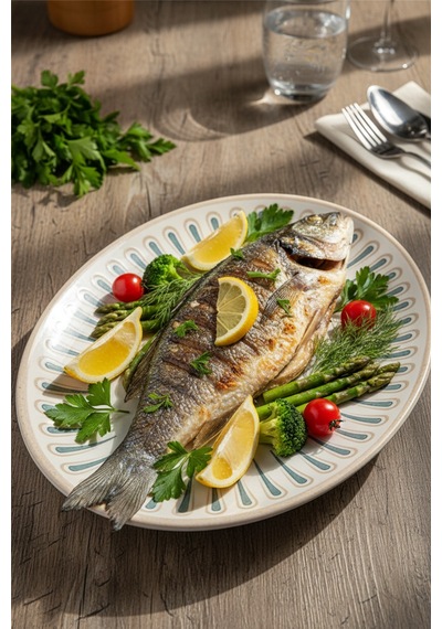 6'lı Ellips Oval Kayık Tabak 36cm Dijital Sierra Rinart Krem