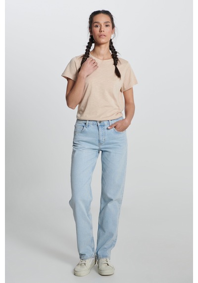 Lee Regular Fit Normal Kesim Bisiklet Yaka Bej Tişört L241644UQ Bej