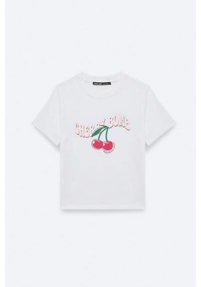 Grımelange LAZZIAR Kadın Oversize Bisiklet Yaka Beyaz T-Shirt