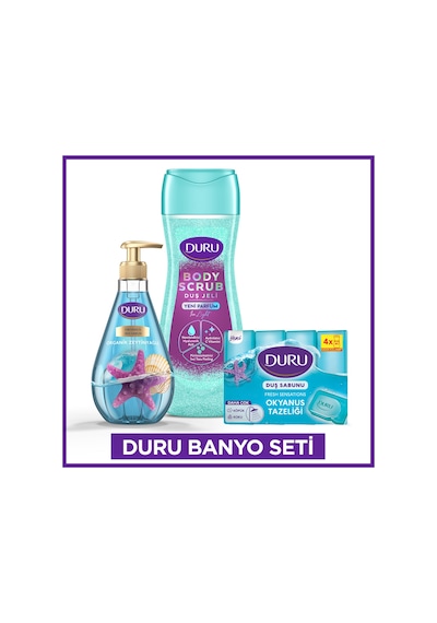 Duru Banyo Seti Ice Light Body Scrub Duş Jeli 450 Ml,okyanus Sıvı Sabun 500ml,okyanus Sabun 4x150gr Okyanus