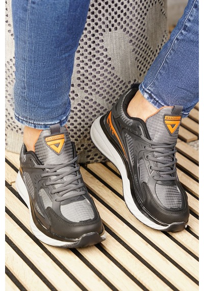 Günlük Erkek Sneaker Fileli Bağcıklı Kalın Tabanlı Rahat Spor Ayakkabı 4267 Füme- Orange- Siyah Günlük Erkek Sneaker Fileli Bağcıklı Kalın Tabanlı Rahat Spor Ayakkabı 4267 Füme- Orange- Siyah