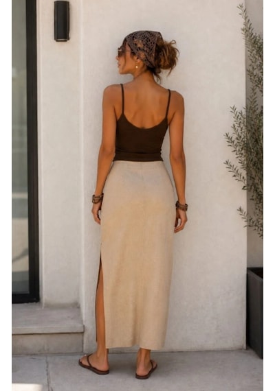 Trendol Fashion Life Ribana Kumaş Askılı Atlet Kahverengi
