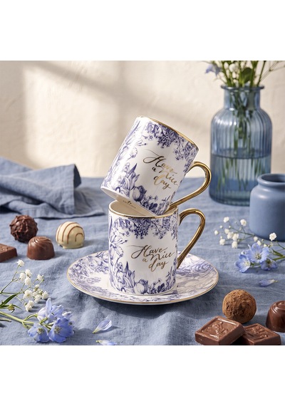 Aryıldız Lavanya Blue 4 Parça 2 Kişilik Kahve Fincan Takımı 90 Ml Çok Renkli