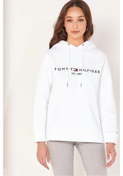 Tommy Hilfiger Bayan Kapşonlu Sweatshirt Açık Krem