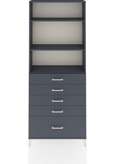 Arges Dolap 3 Raflı 5 Çekmeceli 88x30x221 Antrasit-antrasit Antrasit