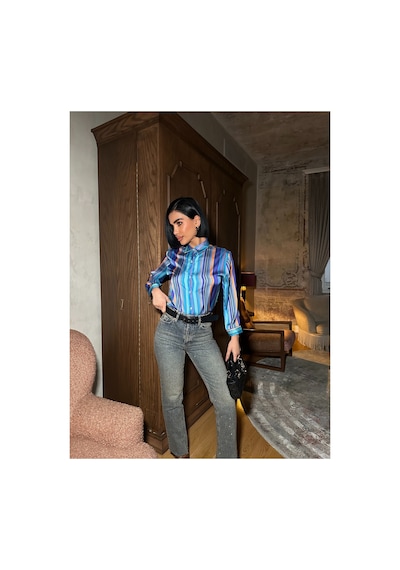 Meecy Çok Renkli Dikey Çizgili Premium Saten Gömlek - Retro Şık Tasarım Çok Renkli Çok Renkli Meecy Çok Renkli Dikey Çizgili Premium Saten Gömlek - Retro Şık Tasarım Çok Renkli Çok Renkli