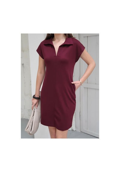 Paw Garage Kadın Penny Polo Yaka Cepli Elbise - Soft Modal Kumaş Bordo