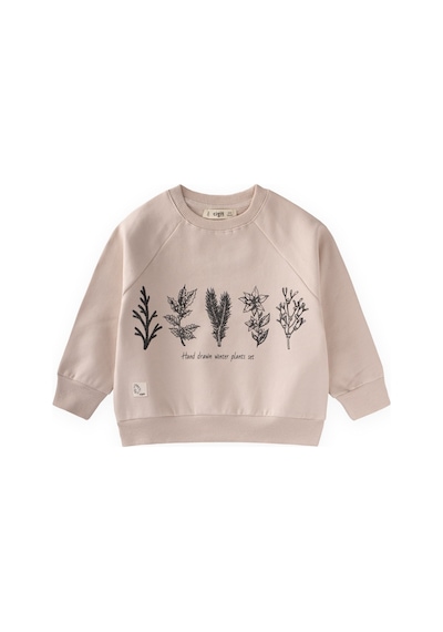 Cigit Ağaç Baskılı Sweatshirt 1-7 Yaş Kum Kum Rengi