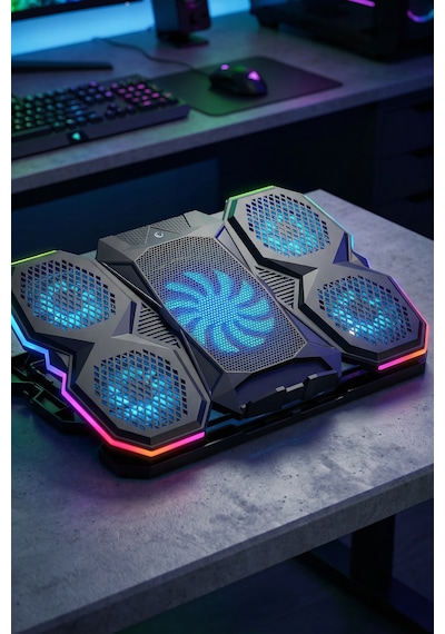 Ad-rc14 X-ranger Rgb 5fan Yükseklik Ayarlı Telefon Tutucu 9-17" Notebook Soğutucu Laptop Soğutucu