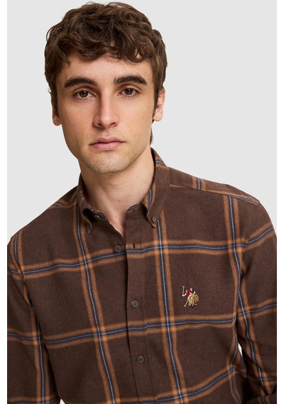 U.S. Polo Assn. Erkek Koyu Kahverengi Uzun Kollu Gömlek 50332378-vr084