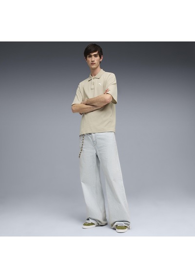 Puma Wardrobe Essentials Boxy Erkek Bej Günlük Stil Polo Yaka T-shirt 63436261 Bej