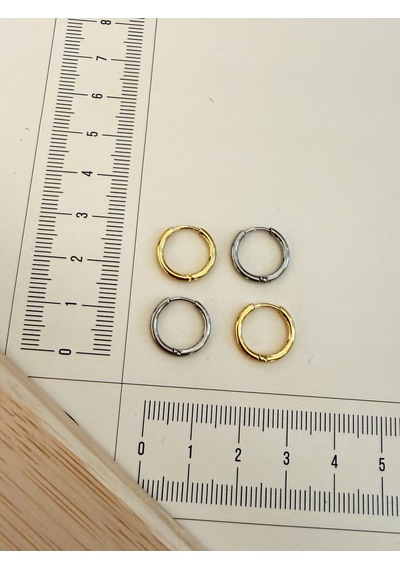 316 L Cerrahi Çelik 1,6mm 10mm Çelik Halka Küpe 4 Adet Altın