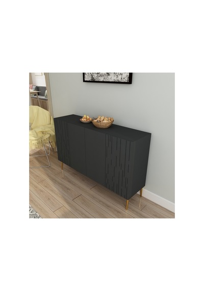Alben 120 Cm Konsol, Tv Ünitesi, Çok Amaçlı Dolap Antrasit-altın Antrasit-altın Alben 120 Cm Konsol, Tv Ünitesi, Çok Amaçlı Dolap Antrasit-altın Antrasit-altın