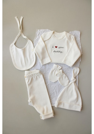 Oh Lala Koala Dad Nakışlı 5li Uzun Kollu Yenidoğan Set Beyaz