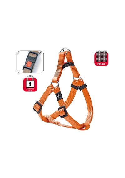 Karlıe - 412 - Kilitli Göğüs Tasma M - Csmo-tex - 40-70cm Turuncu