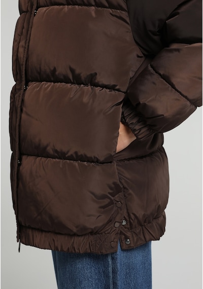Colin's Colins Regular Fit Kapüşonlu Fermuarlı Astarlı Suya Dayanıklı Kadın Kahverengi Mont Cl1082242 Q1.v1 Dbr Koyu Kahverengi