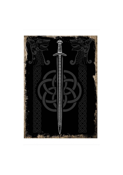 Bedeko Ahşap Tablo 50 Cm X 70 Cm Viking Sword