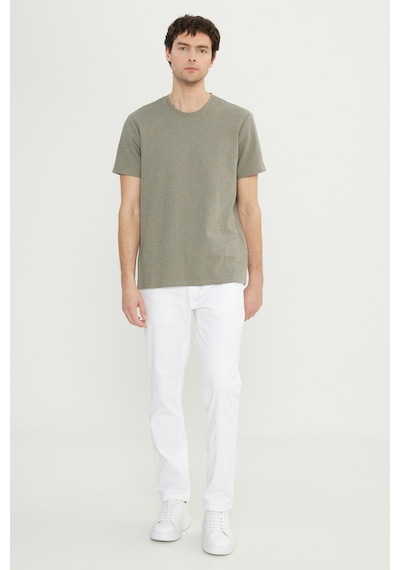 AC&Co / Altınyıldız Classics Erkek Hakı Pamuklu Slim Fit Dar Kesim Bisiklet Yaka Jakarlı Esnek Tişört Haki