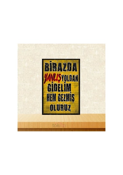 Birazda Yanlış Yoldan Gidelim 20x30 Cm Retro Ahşap Tablo Çok Renkli - 743298235 Çok Renkli