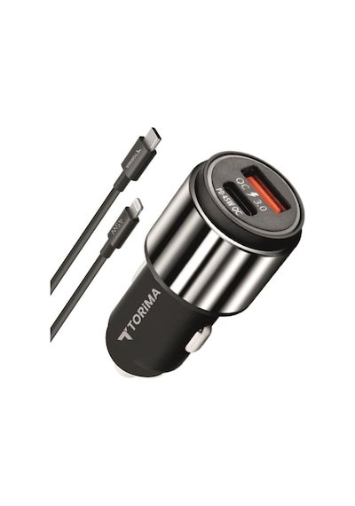 Torima C16 45w Silver Araç Şarj Cihazı Lıghtnıng Kablolu Hızlı Şarj Adaptörü