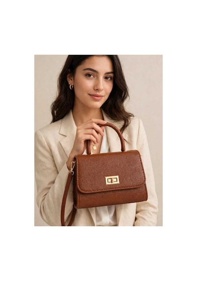 Names Bag Aura-gold Kilitli Tek Saplı Kadın Mini El Ve Omuz Çantası Turuncu