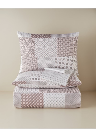 English Home Chain Patch Kolay Ütülenir Çift Kişilik Nevresim Takımı 200x220 Cm Mürdüm