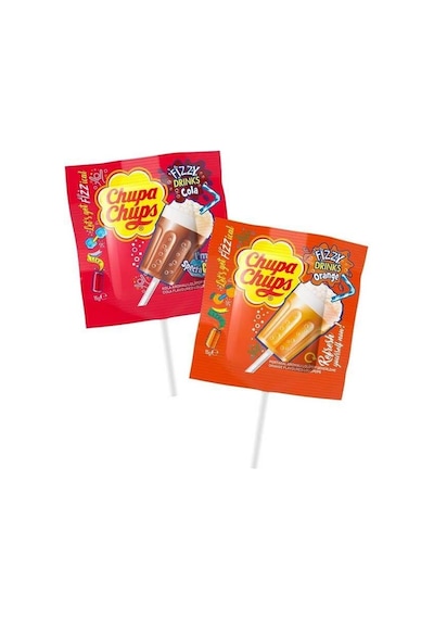 Chupa Chups Fizzy Kola Ve Portakal Aromalı Lolipop Şekerleme 15 Gr X 25 Adet