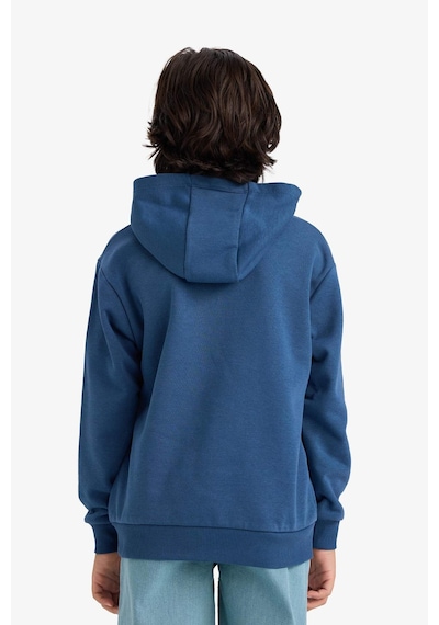 Defacto Erkek Çocuk Kapüşonlu Baskılı İçi Yumuşak Tüylü Sweatshirt G5564a825cwın179 İndigo-ın179