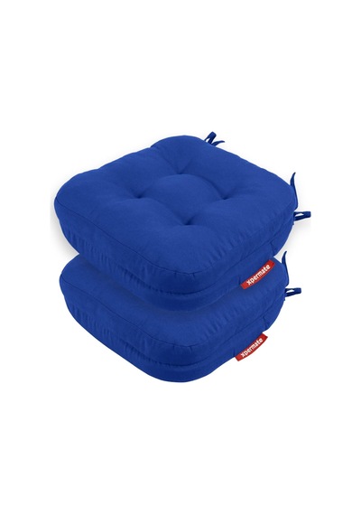 Sandalye Minderi 2'li Set 42x42x8 Cm Kalın Çift Kat Pofidik Minder Yıkanabilir Fermuarlı Su Ve Yağ İtici Mavi Diğer