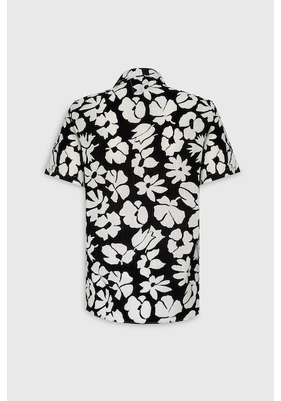 AC&Co / Altınyıldız Classics Erkek Sıyah Beyaz Slim Fit Dar Kesim Küba Yaka Kısa Kollu Baskılı Gömlek Siyah - Beyaz AC&Co / Altınyıldız Classics Erkek Sıyah Beyaz Slim Fit Dar Kesim Küba Yaka Kısa Kollu Baskılı Gömlek Siyah - Beyaz