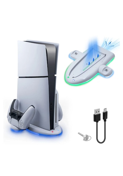 Ps5 Slim & Ps5 Slim Dijital Uyumlu Rgb Işıklı Soğutucu Fanlı Şarj