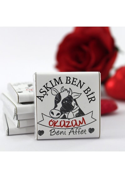 Dark Brown Beni Affet Sevgilim- Aşkım Ben Bir Öküzüm  Çikolata Bitter ve Sütlü Madlen 72 Adet
