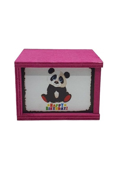 Panda Happy Birthday Doğum Günü Konsept Ahşap Kutulu Kupa Bardak