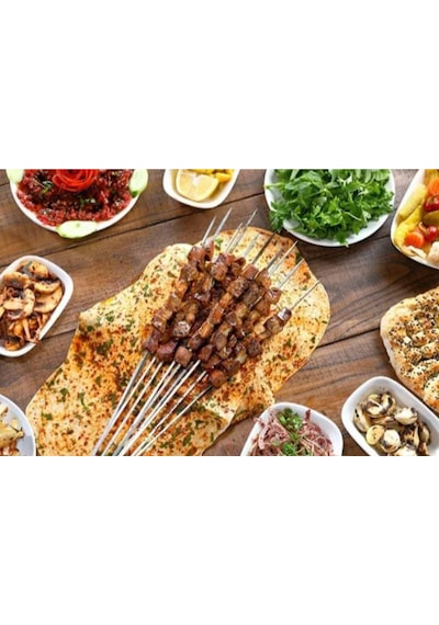 KALİTE - Ahşap Saplı Ciğer Şişi Kebap Şişi Kuşbaşı Şişi Saplı 10 Adet