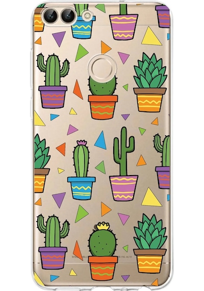 Huawei P Smart 2018 İle Uyumlu 1mm Slim Fit Water Color 4 Baskılı Şeffaf Kılıf Şeffaf