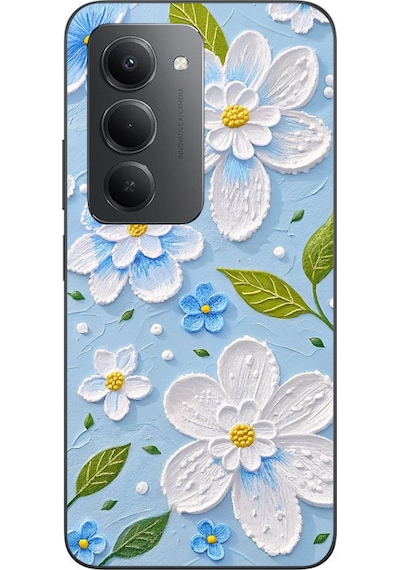 Redmi 15 Uyumlu Mavi Papatyalar Baskılı Silikon Kılıf Renkli