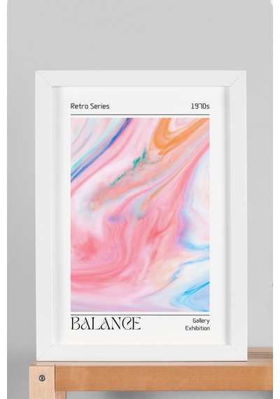 Balance Aura Çerçeveli Tablo Pembe Mavi Aura Enerji Renkleri Retro Series 1970s