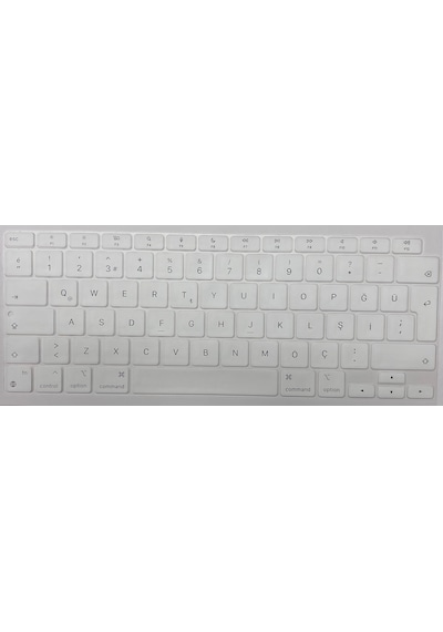 Arabulalaca Apple Uyumlu MacBook Air 13 İnç 2020 A2337 M1 Işlemcili Türkçe Q Silikon Klavye Koruyucu Beyaz
