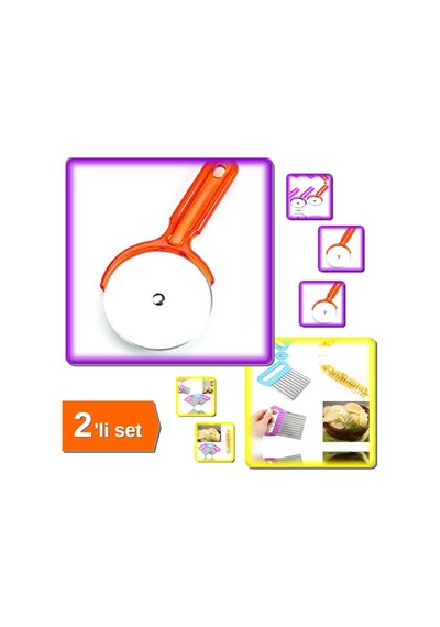 Pizza Kesici + Pratik Kolay Patates Meyve Ve Sebze Dilimleyici - 2li Set 458b7e Çelik Diğer