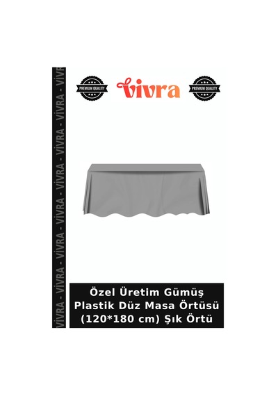 Özel Üretim Gümüş Plastik Düz Masa Örtüsü 120 180 Cm Şık Örtü