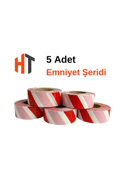 Emniyet Şeridi Kırmızı-beyaz İkaz Bandı 5'li Set 2500 Mt