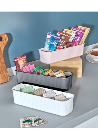5 Bölmeli Sert Plastik Dolap Ve Çekmece İçi Düzenleyici Organizer Saklama Kutusu Plastik Çok Renkli Diğer