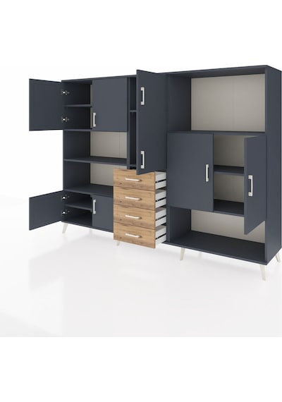 Hyperion Dolap 10 Raflı 4 Çekmeceli 8 Kapaklı 220x44x163 Antrasit Antrasit-antrasit/çam Hyperion Dolap 10 Raflı 4 Çekmeceli 8 Kapaklı 220x44x163 Antrasit Antrasit-antrasit/çam
