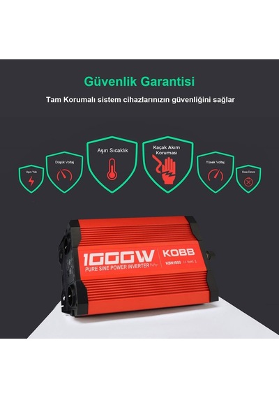 Kobb Kbn1000 12v/220v 1000watt Tam Sinüs Dönüştürücü İnvertör Fr Kbn1000