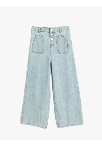 Koton Bol Paça Kot Pantolon Cepli Pamuklu - Wide Leg Jeans Lıght Indıgo 5wkg40103ad Açık Mavi Koton Bol Paça Kot Pantolon Cepli Pamuklu - Wide Leg Jeans Lıght Indıgo 5wkg40103ad Açık Mavi