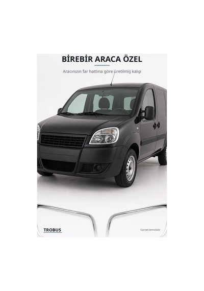 Fiat Doblo 1 Facelift 2006-2010 Uyumlu Krom Far Çerçevesi 2 Parça Paslanmaz Çelik