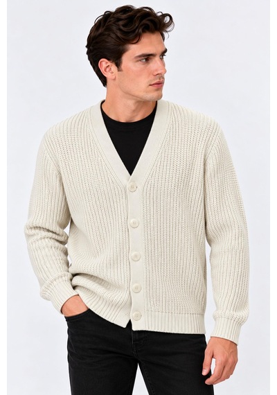 Classics Men Günsa Comfort Fit Erkek Tam Düğmeli Triko Ceket - 7833 Beyaz Classics Men Günsa Comfort Fit Erkek Tam Düğmeli Triko Ceket - 7833 Beyaz