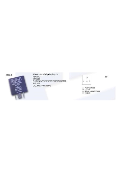 Sinyal Flaşörü Renault Kangoo Clıo Espace Expres Trafıc Master 12v Küçük 7700638976 1-04g 1 Ad